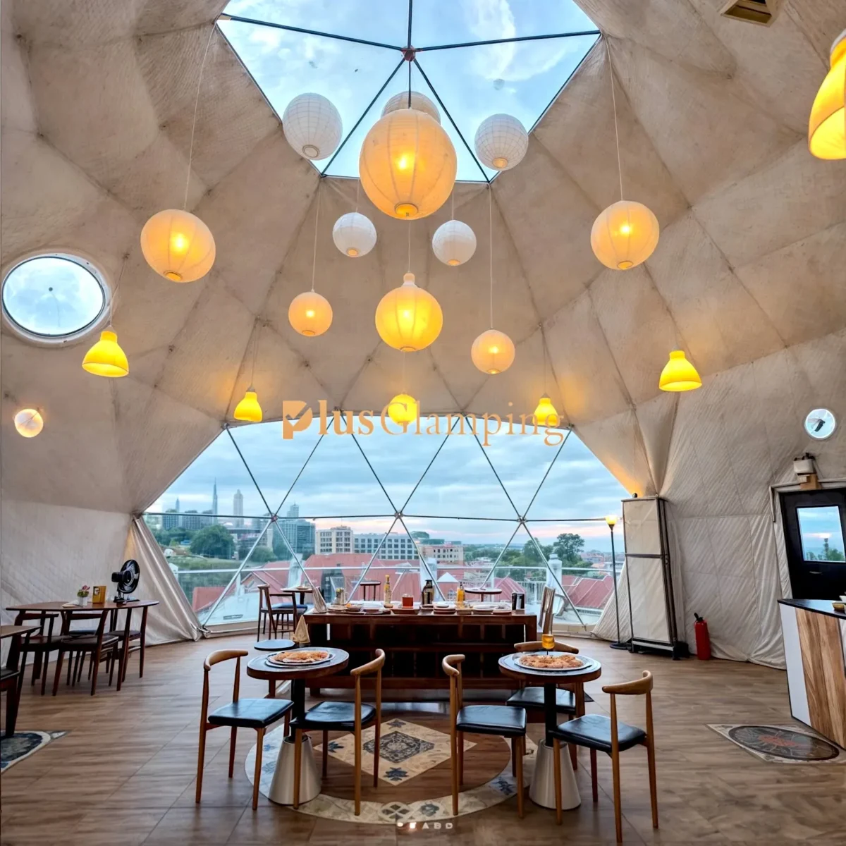 Interior Design of 10M Geodesic Dome Café