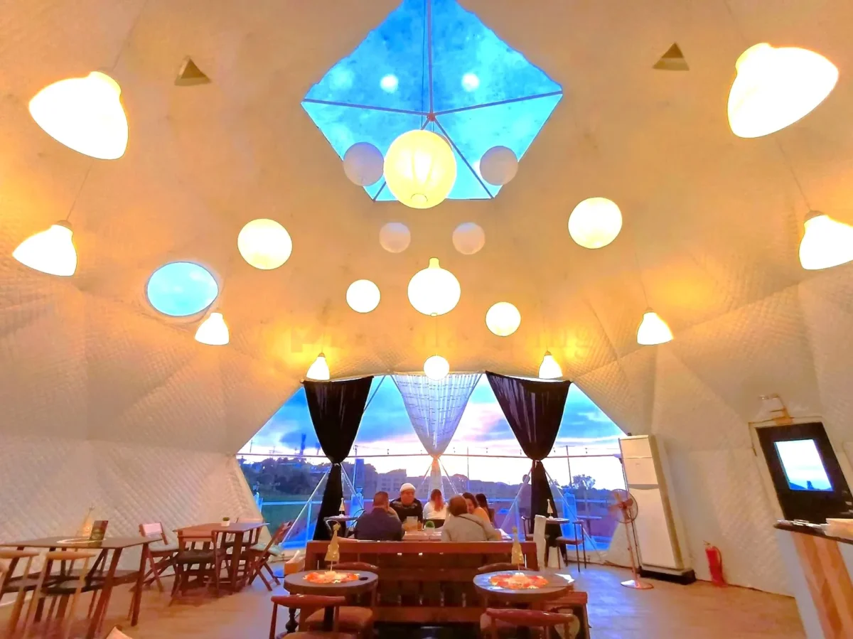 Interior Design of 10M Geodesic Dome Café