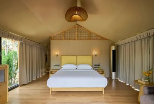 Safari Tent with Glass Wall King size Bed Configuration