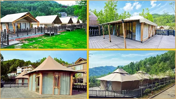 Mixing Glamping Tents for Luxury Glamping Wellness Retreat