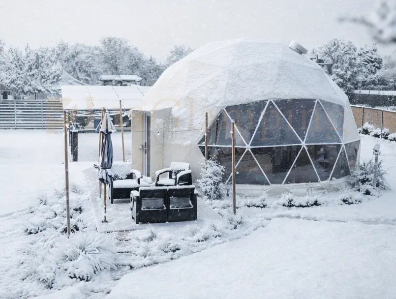 7m Glamping Dome in Snow