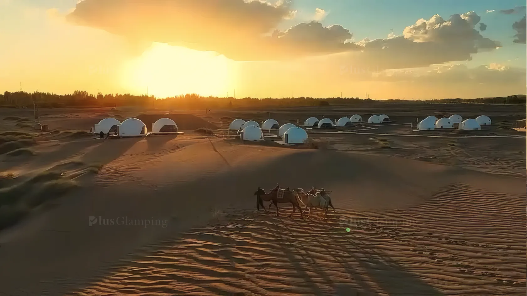 A Luxury Desert Glamping Resort at Dusk